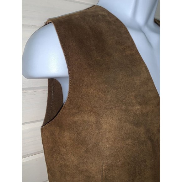 VTG Jack Henry Suede Brown Lined Vest Made In France Acrylic Knit Back VGUC - Picture 3 of 7